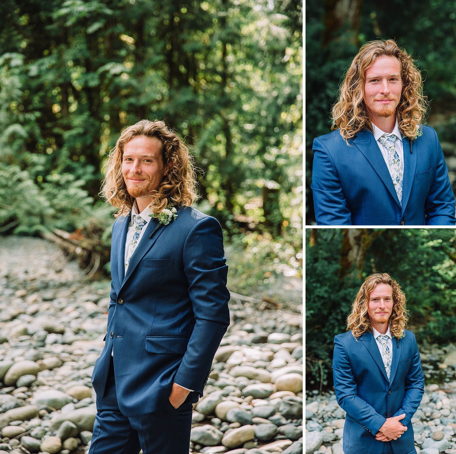 groom at treehouse point pnw river