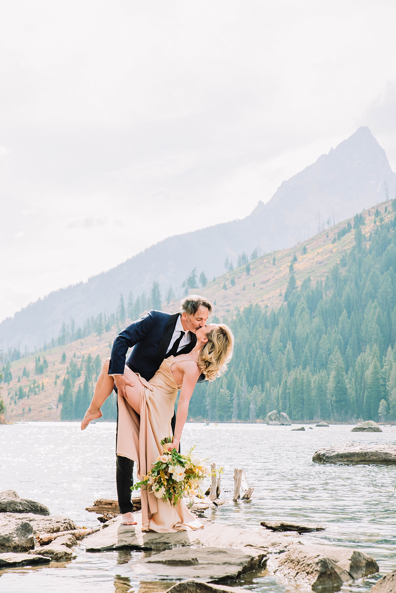 outdoor elopement at Jackson Hole hiking lakes