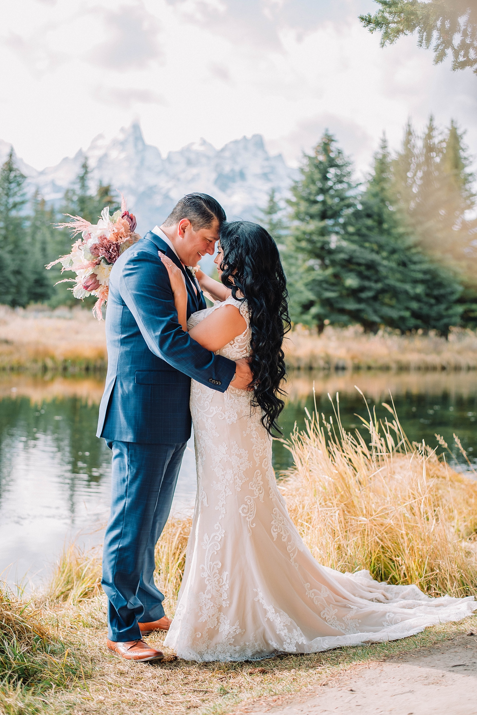 Couple weds in private ceremony at Schwabacher Landing