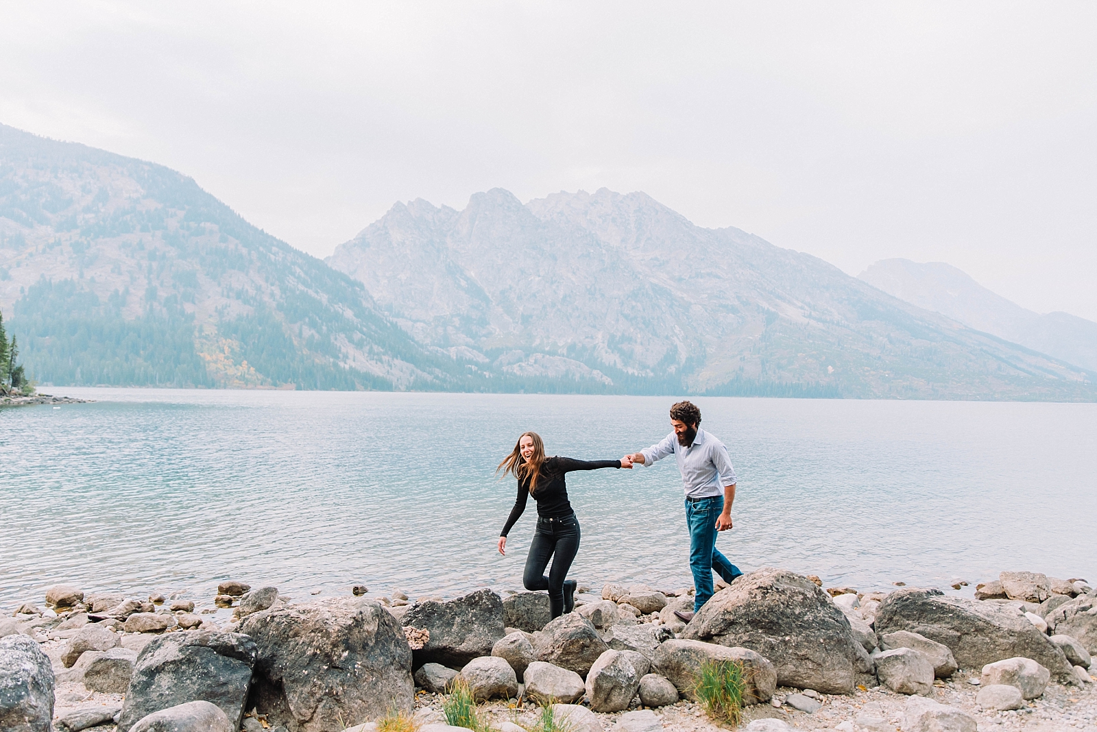 surprise romantic proposal in tetons before making first wedding planning decisions