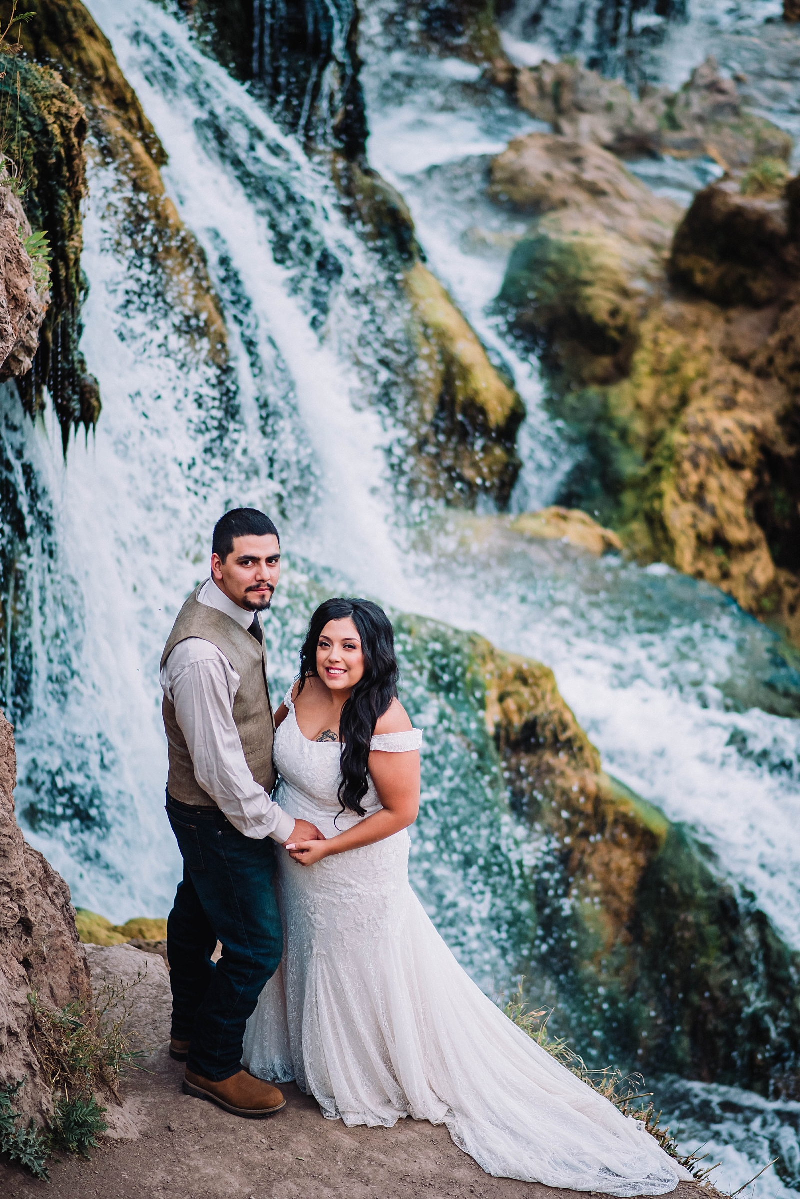 Bridal Session with Bride and Groom at Fall Creek Falls in Swan Valley Idaho