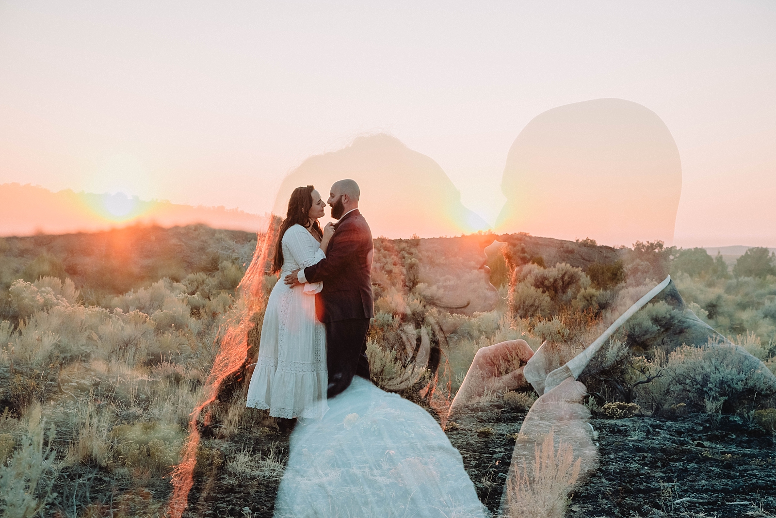 man and woman kissing at elopement at hell's half acre boho chic elopement