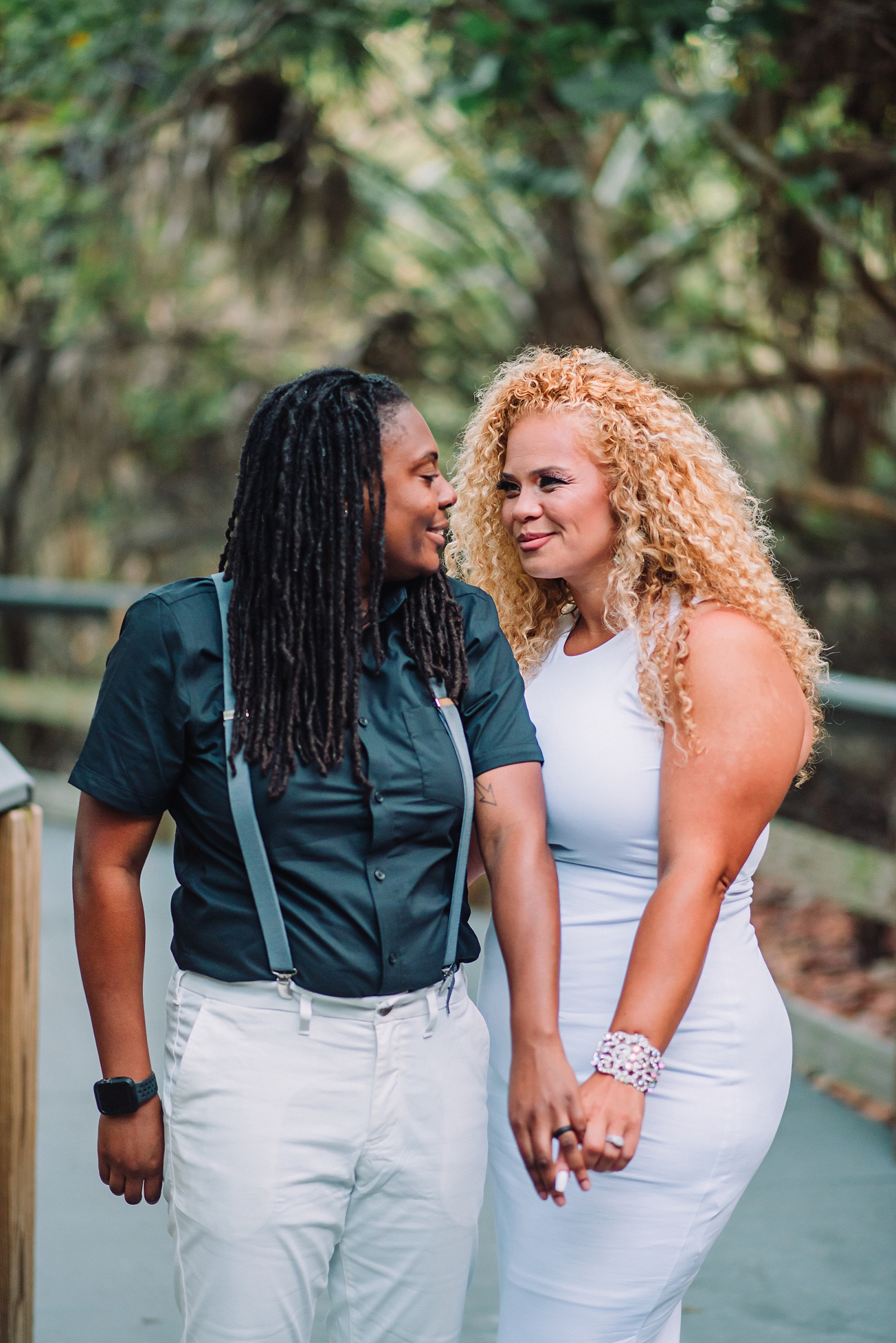 Beautiful bi-racial lesbian couple celebrated engagements