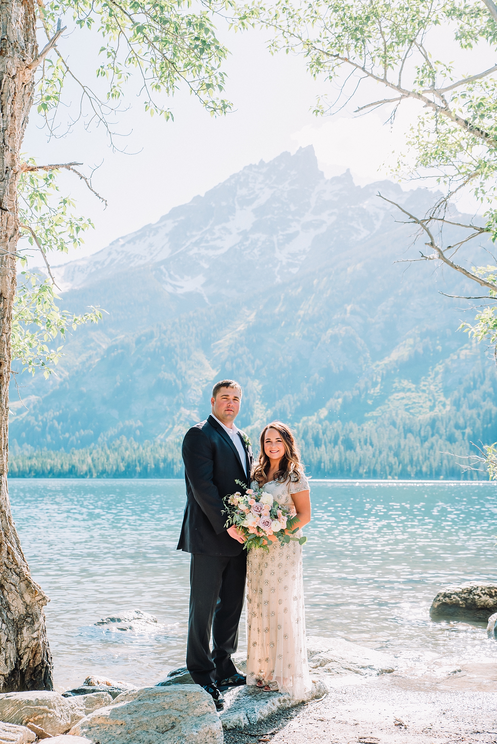 Jenny Lake wedding with Teewinot Mountain