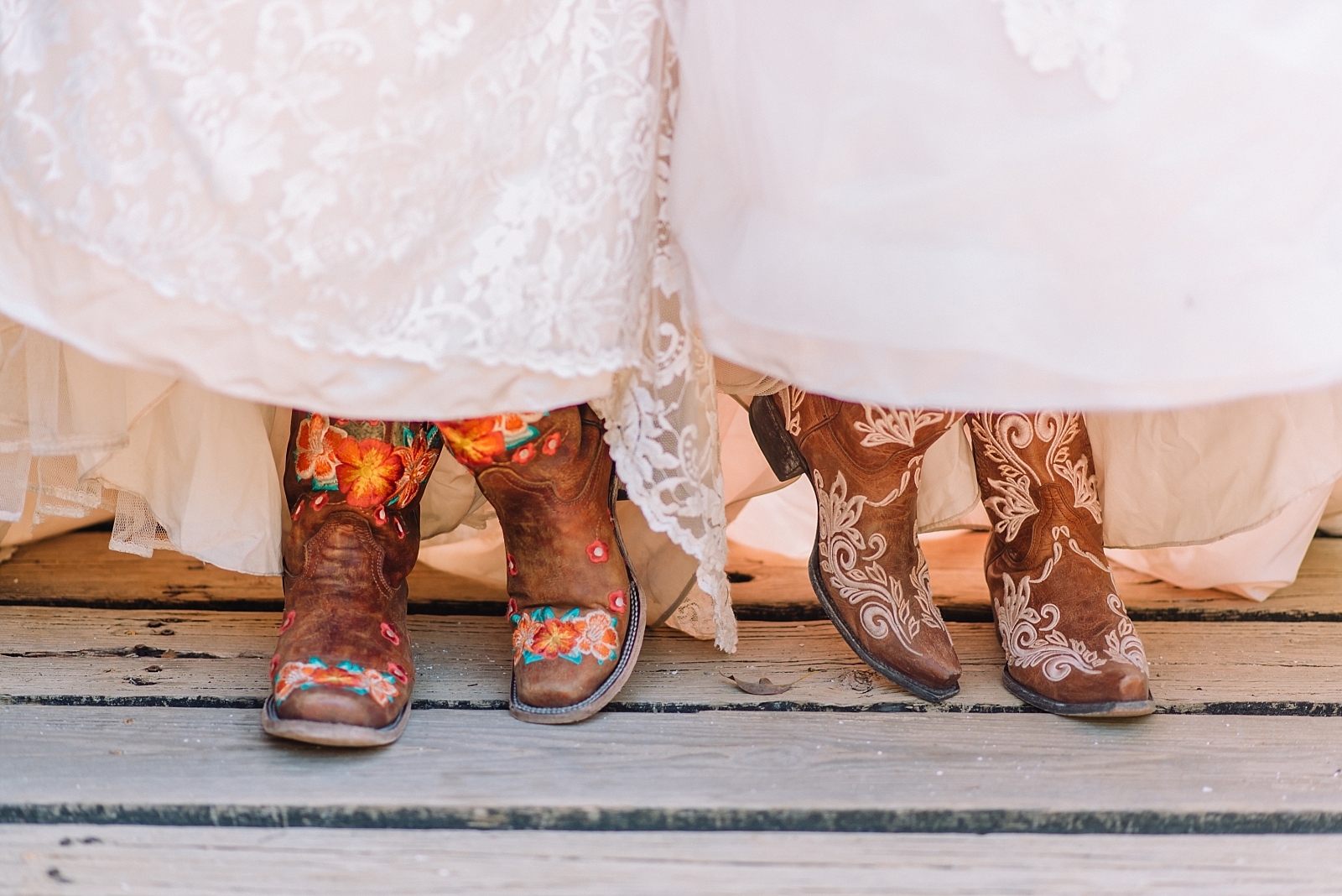 wedding dresses and western boots
