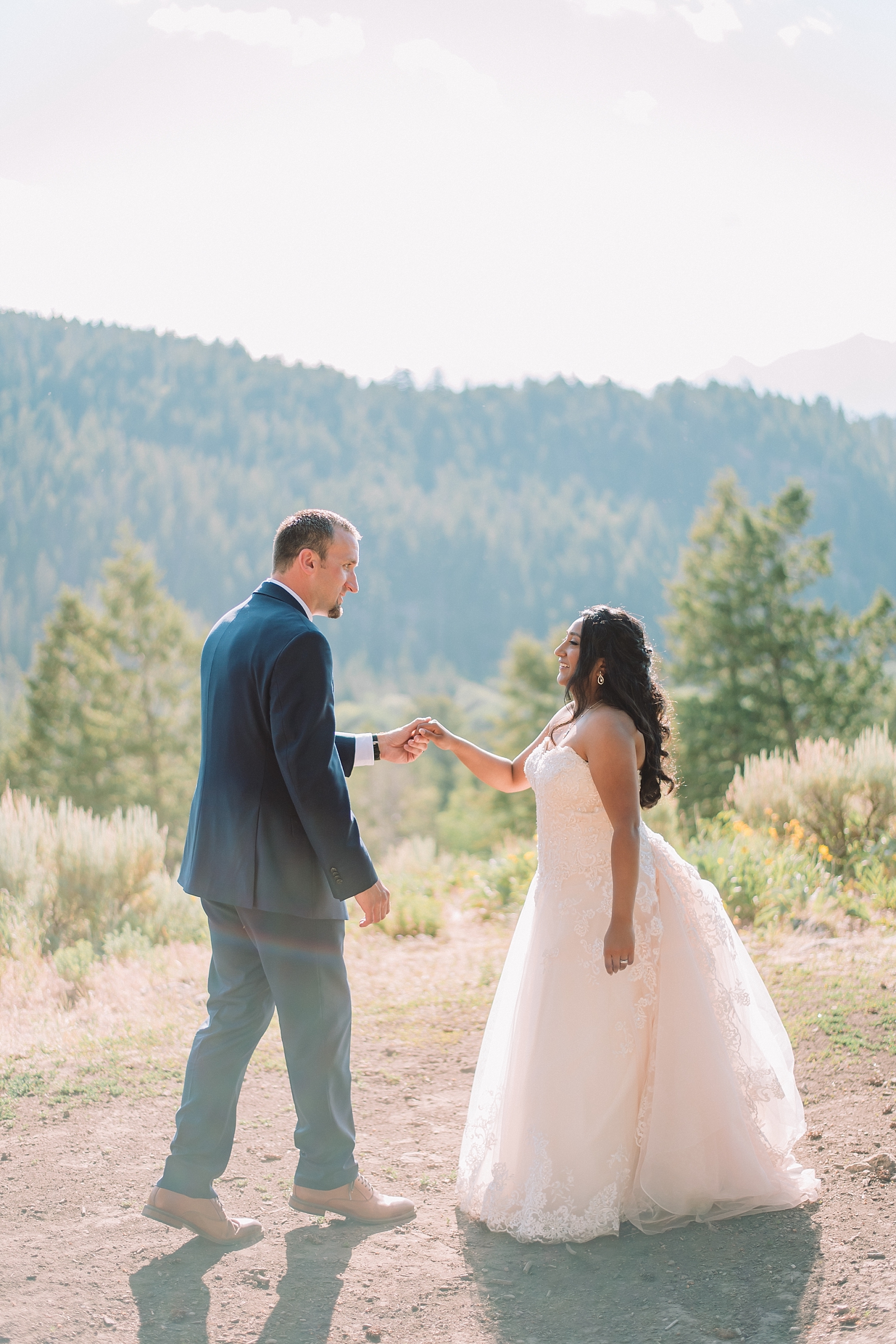 bride and groom share first dance in the tetons