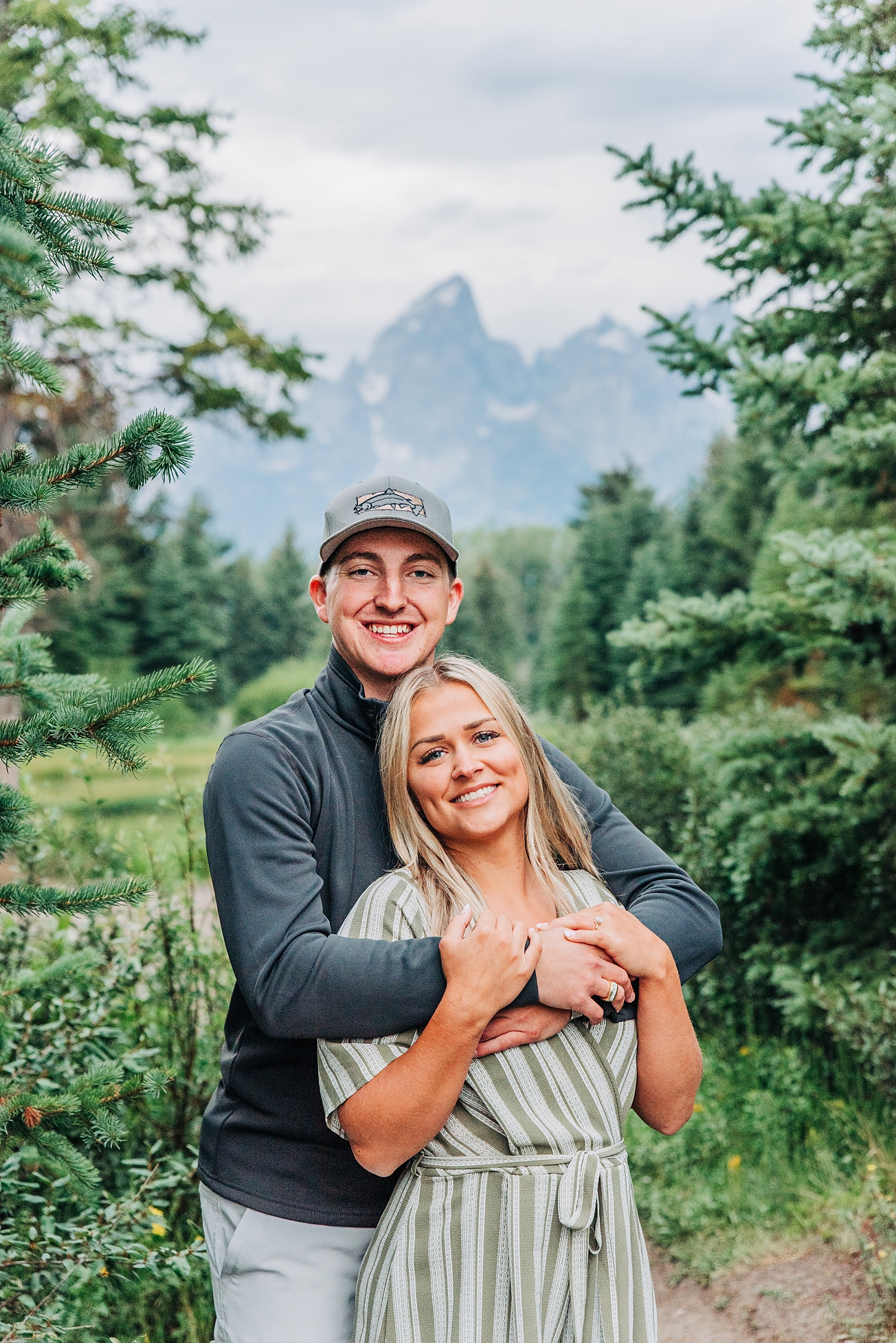 engaged couple in the Tetons