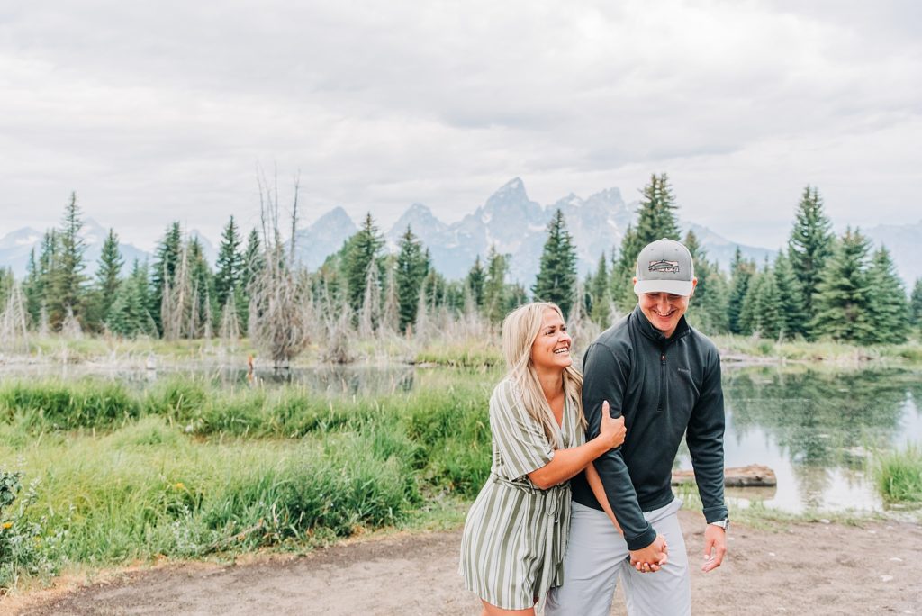 couple laughing at schwabacher's landing