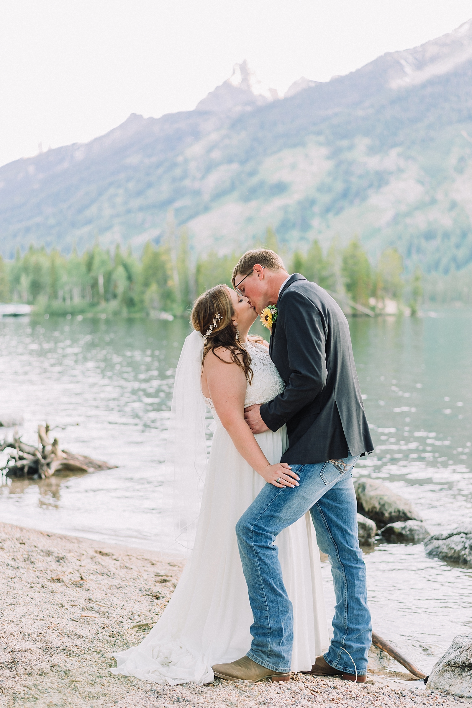 Jenny Lake wedding with Teewinot Mountain