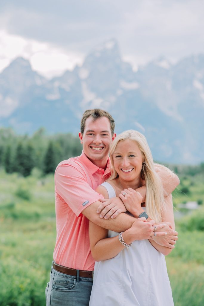 newly engaged couple in the tetons