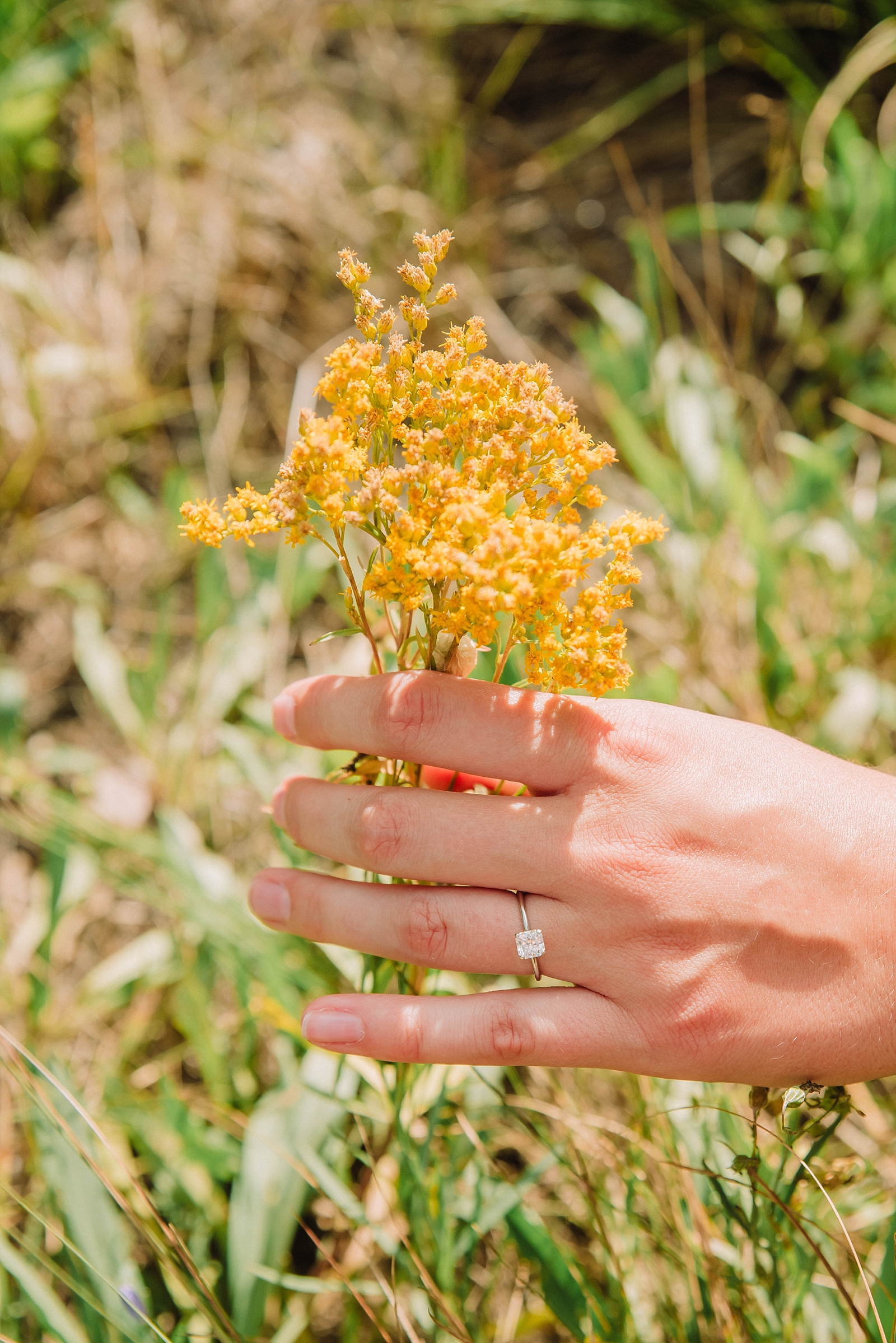 wedding ring proposal with flower