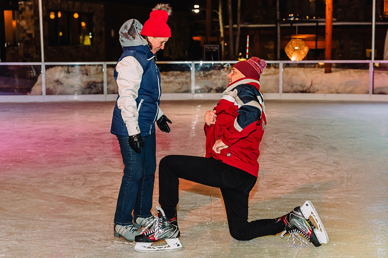 Ice Skating Rink Proposal in Teton Village - Janelle & Co Photo