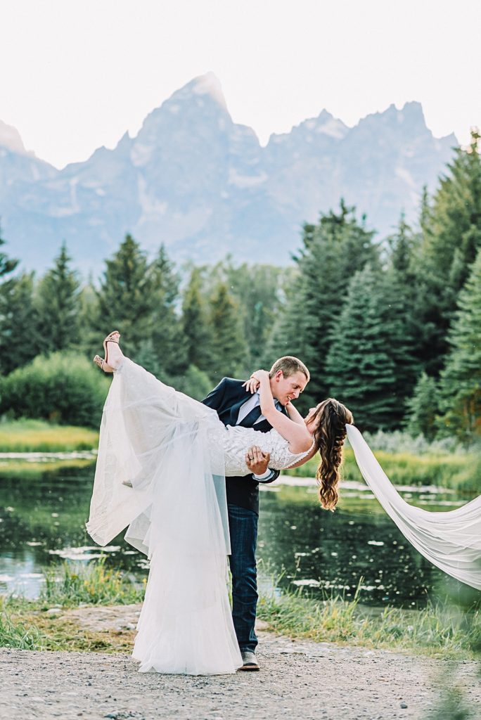 intimate elopement in grand teton national park, schwabacher's landing wedding