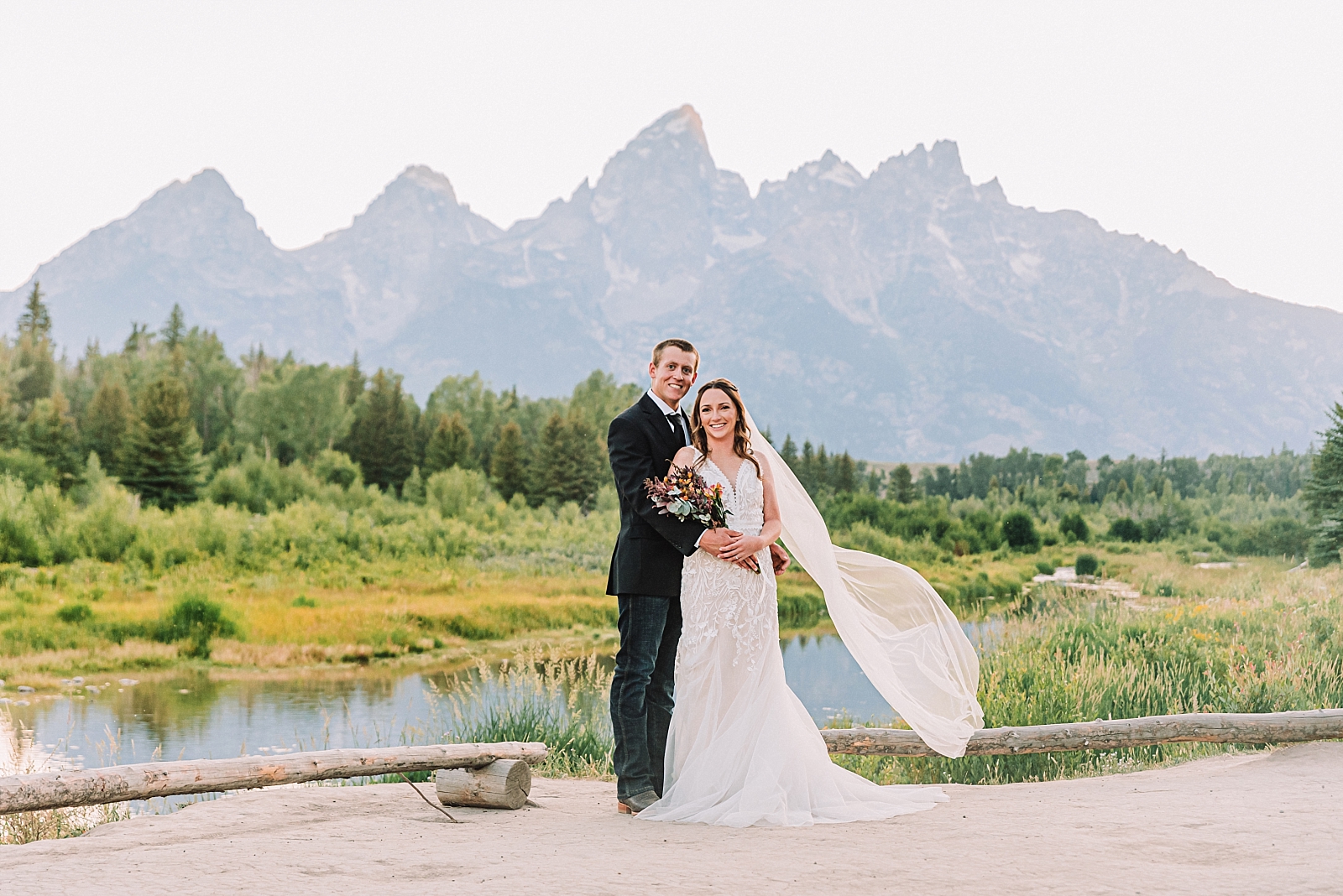 intimate elopement in grand teton national park, schwabacher's landing wedding