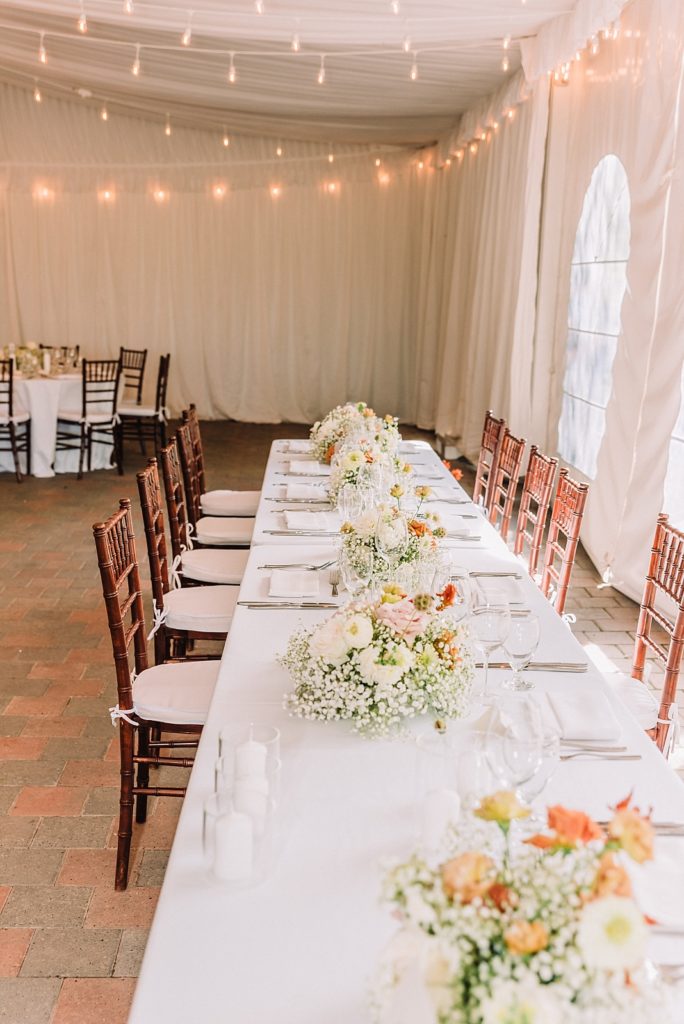 Boho reception at Jackson Hole Golf & Tennis Club Wedding, Plush Floral table settings