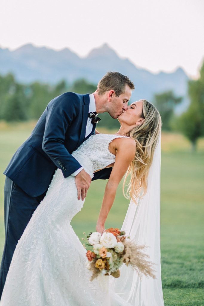 Bride and groom at Jackson Hole Golf & Tennis Club Wedding