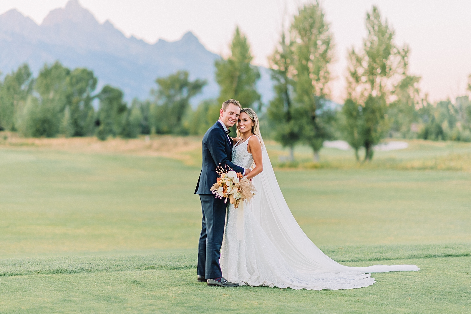Bride and groom at Jackson Hole Golf & Tennis Club Wedding
