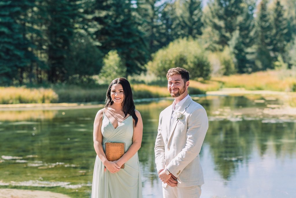 Jackson Hole micro-wedding, schwabacher's landing wedding ceremony, grand teton national park