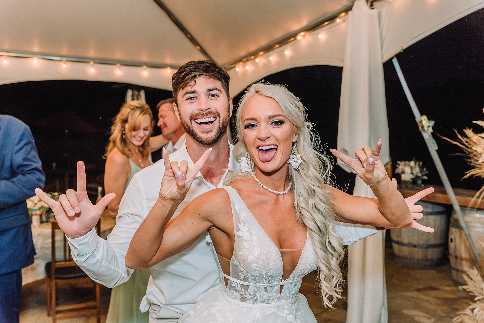 Wedding reception bride and groom candids