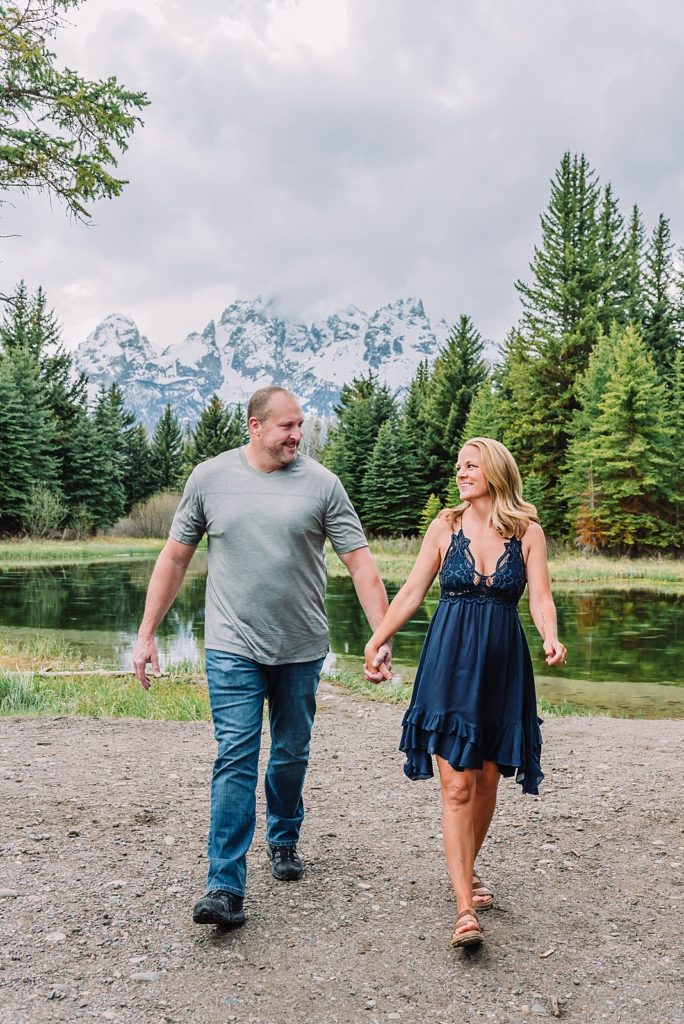anniversary couple portraits at schwabacher's landing in jackson hole