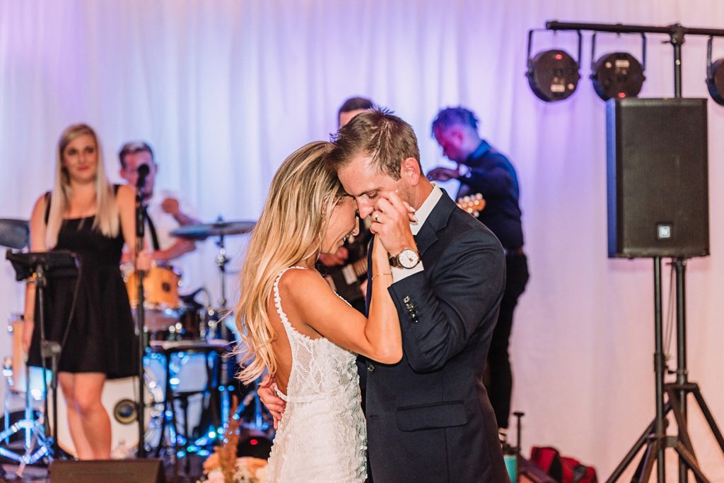 first dance at wedding reception with live music band