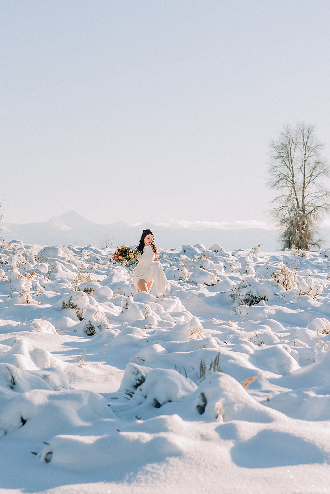 first look with bride and groom in winter wedding, jackson hole wedding photographer