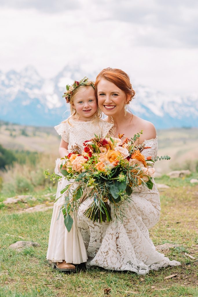 bride and her daughter on wedding day