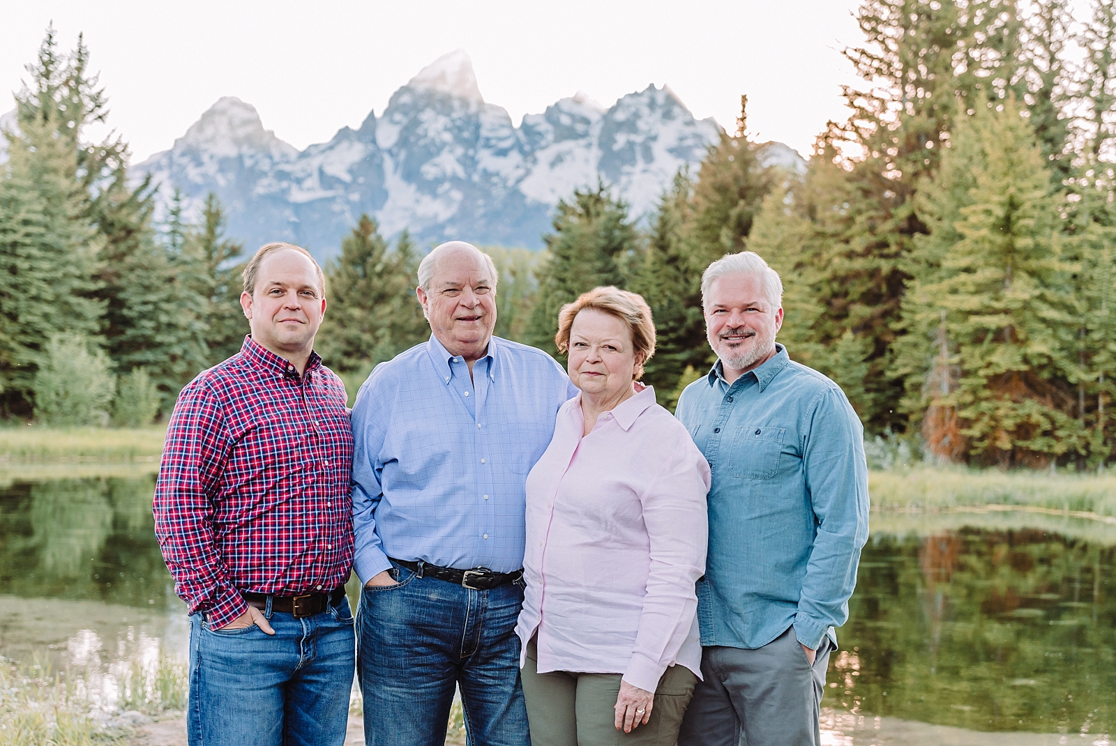 parents and adult children in family photos in jackson hole
