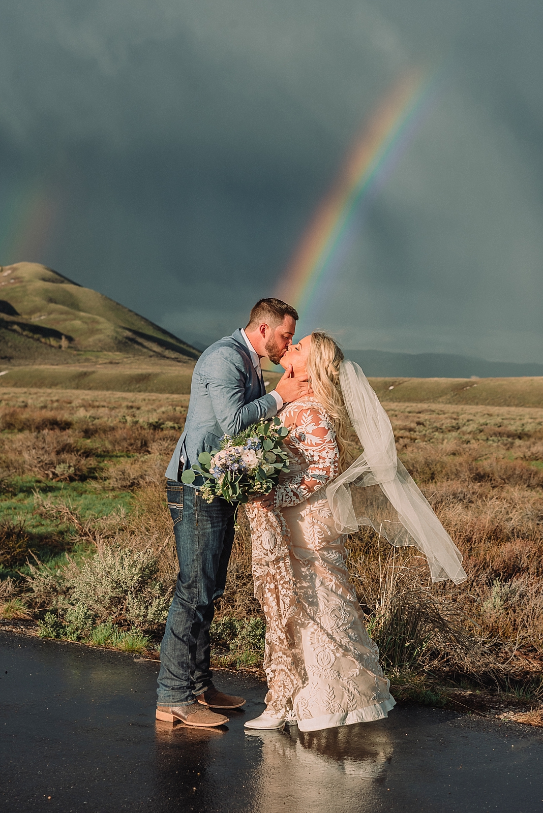 rainbow on wedding day, jackson hole wedding photographer, elope in the tetons