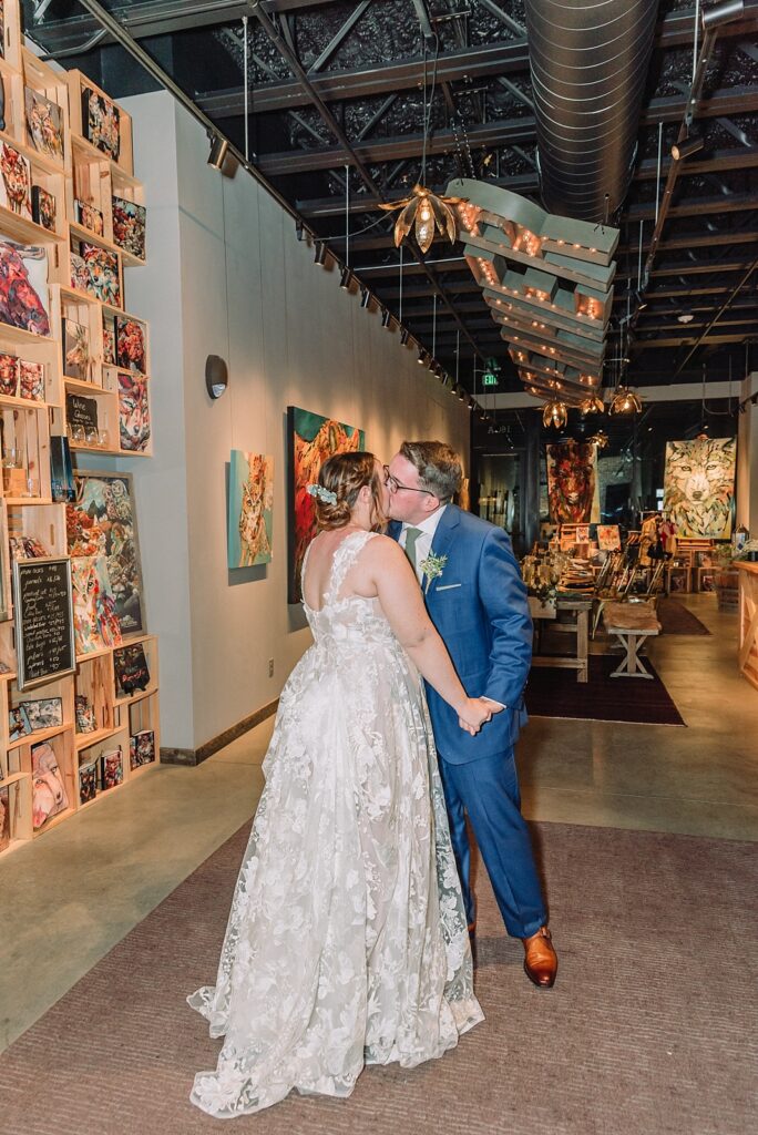 first dance at ringholz studio in jackson hole wyoming, intimate dinner reception venue