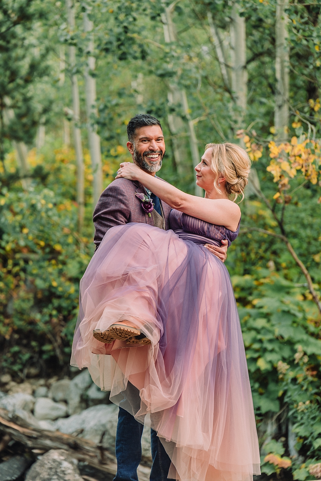 hiking elopement, unique wedding dress, intimate fall elopement at schwabacher's landing, teton elopement packages