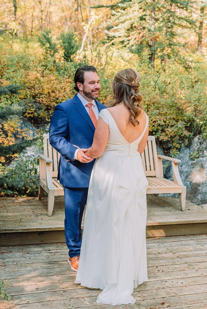 Jackson Hole Intimate Wedding Ceremony, first look at jackson hole airbnb