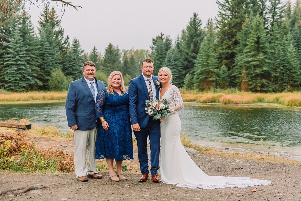 Jackson Hole Small Wedding, Rainy wedding ceremony at Schwabacher's Landing, Grand Teton National Park Wedding, Elopement photos