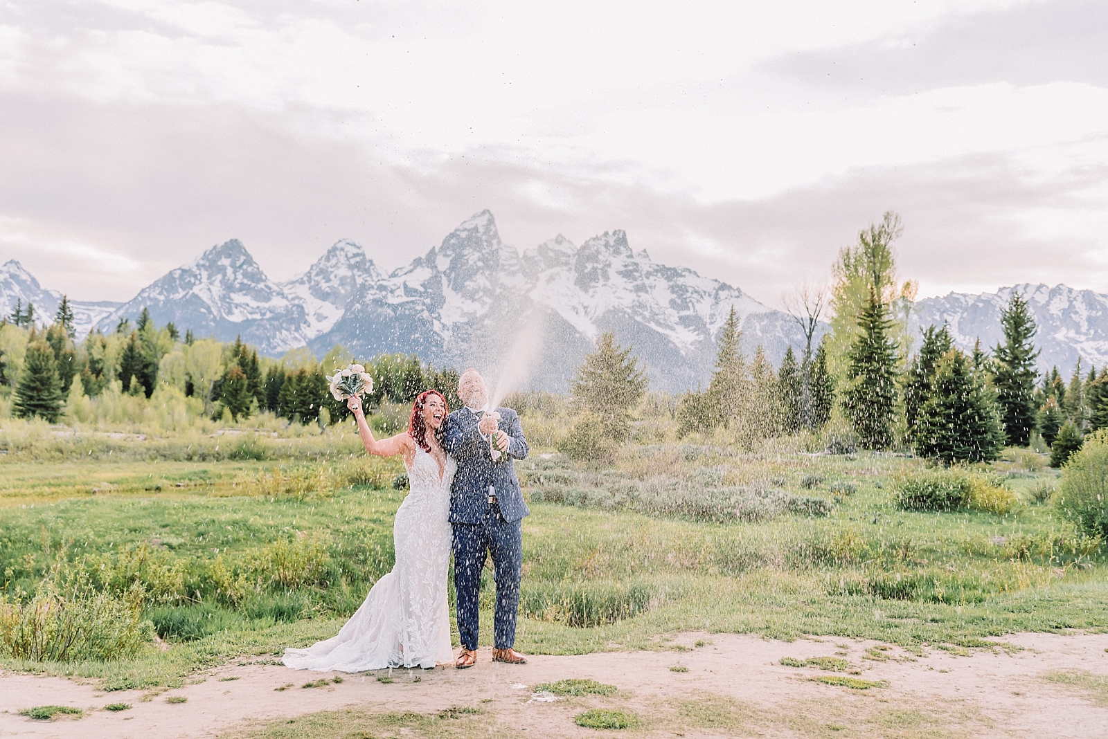 schwabacher's Landing wedding photos, destination elopement photographer in grand teton national park, posing ideas for couples, spring outdoor wedding portraits