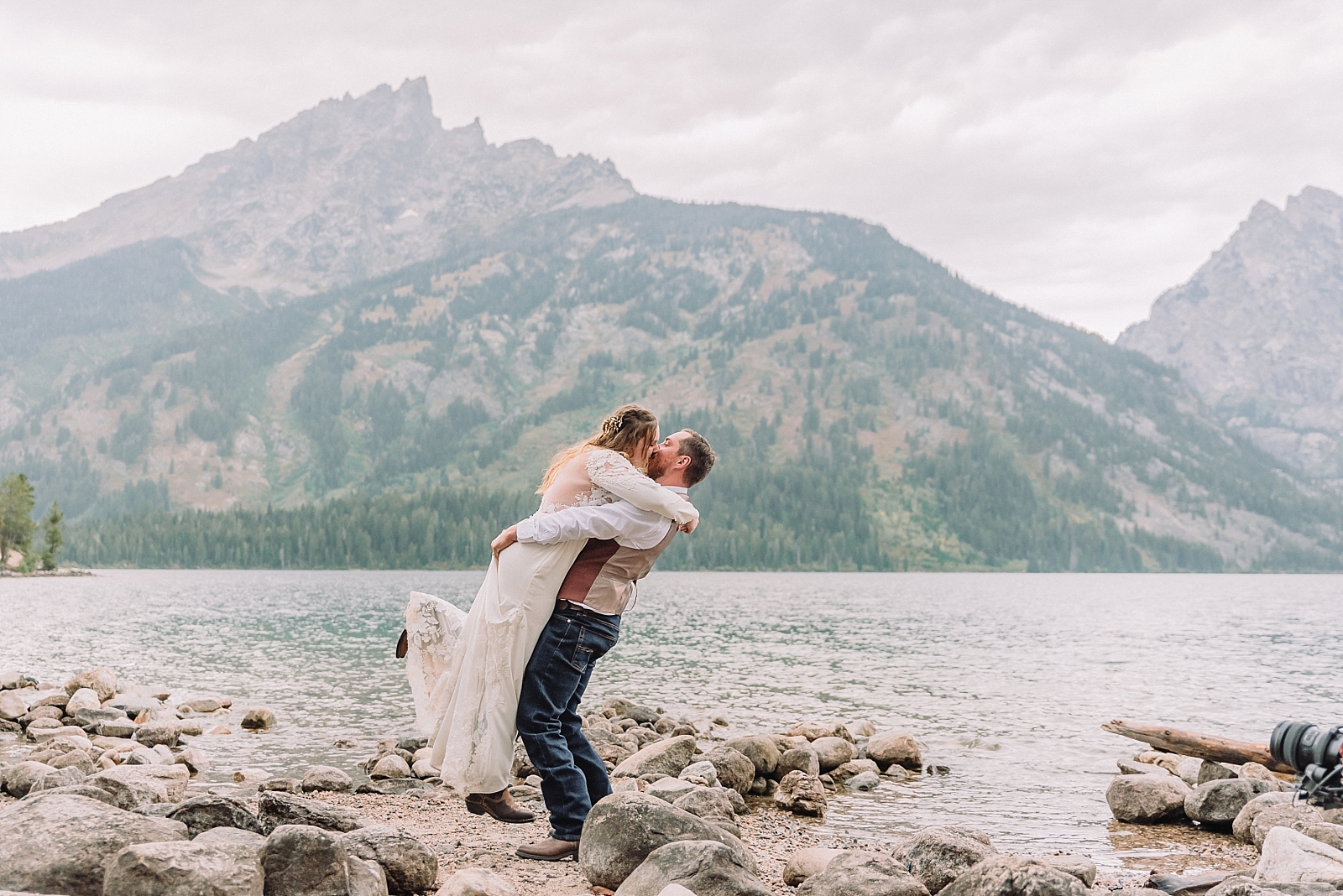 Jenny Lake wedding portraits, Grand Teton National Park wedding photography