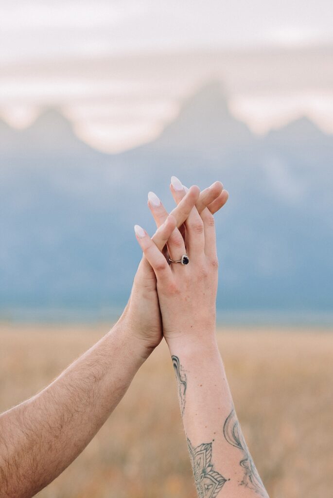 Golden hour engagement photographer, jackson hole engagement pictures, mormon row engagements