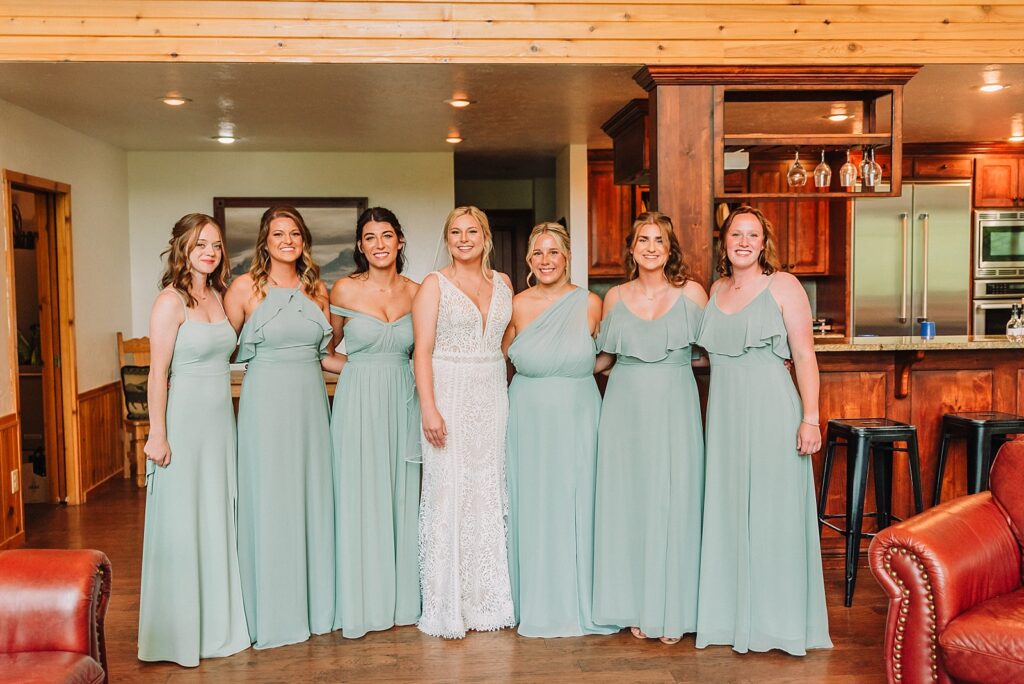 First look with brides and bridesmaids