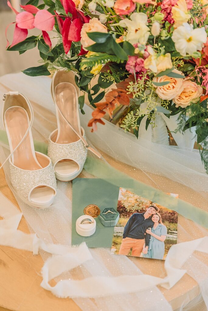 Wedding Details Flatlays, Wedding Florals, Wedding Dress