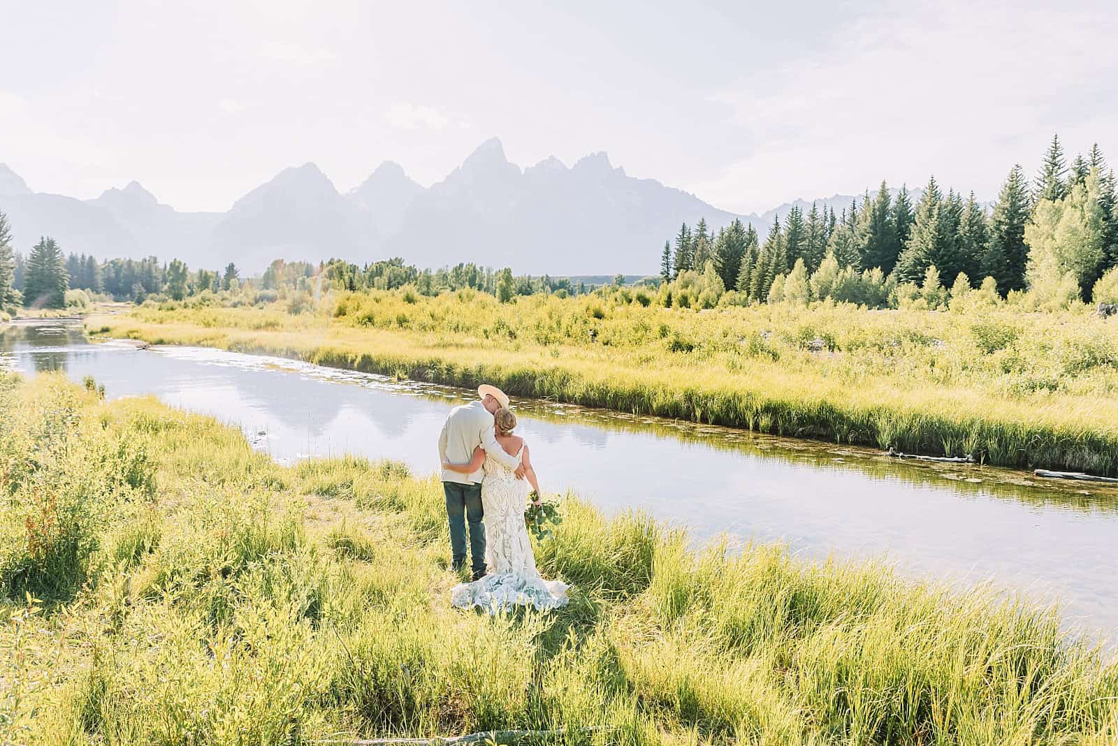 wyoming elopement photographer, jackson hole wedding elopement packages, grand teton wedding photographers, mormon row wedding, schwabacher landing wedding pictures, jackson hole photographer, western wedding