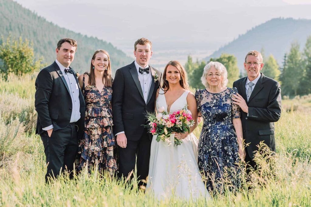 Family Photos at Spring Creek Ranch Summer Wedding, Destination Wedding Photographer, Micro-wedding in Wyoming