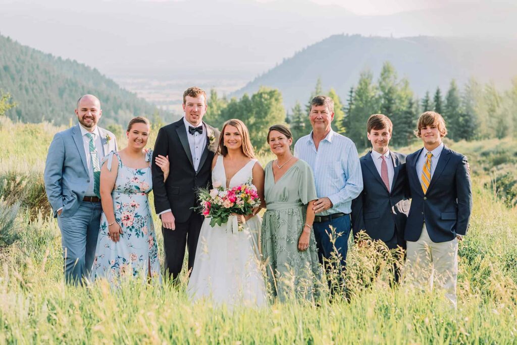 Family Photos at Spring Creek Ranch Summer Wedding, Destination Wedding Photographer, Micro-wedding in Wyoming