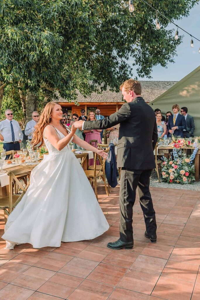 first dance at spring creek ranch wedding venue in jackson hole wyoming