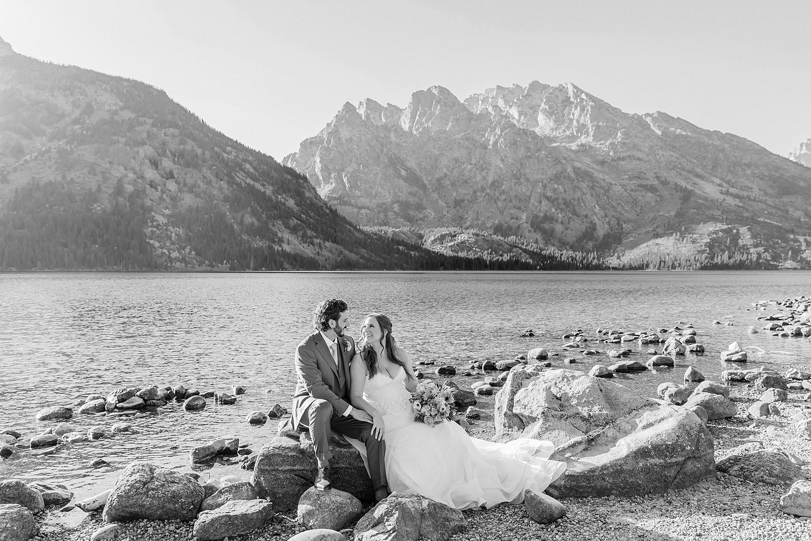 Grand Teton Elopement Photographer Mountain Elopement Photographer Adventure Elopement Photographer Grand Teton Grand Teton Destination Wedding Photographer Wyoming Elopement Photographer Outdoor Elopement Photographer Wyoming mountain wedding nature wedding timeless wedding classy wedding jenny lake wedding portraits romantic wedding dresses