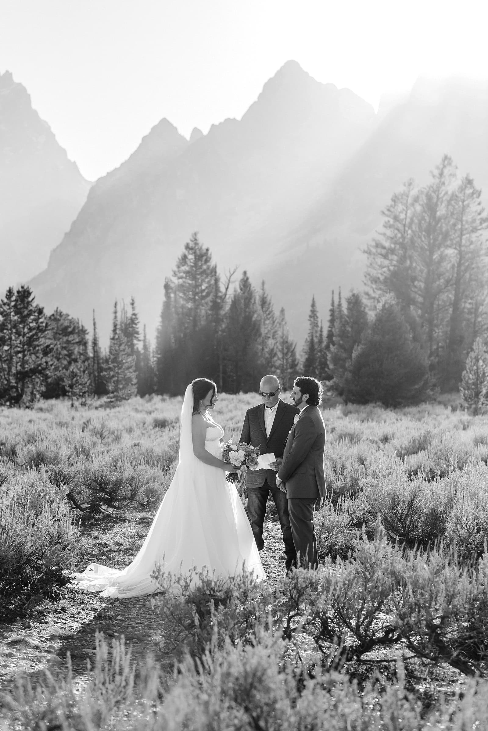 Grand Teton Elopement Photographer romantic wedding dresses outdoor wedding small intimate wedding ideas mountain wedding nature wedding timeless wedding classy wedding elopement elopement photography destination wedding Jackson Hole Wedding Photographer mountain view turnout wedding