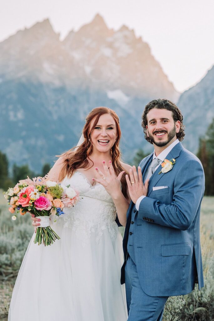 Grand Teton Elopement Photographer romantic wedding dresses outdoor wedding small intimate wedding ideas mountain wedding nature wedding timeless wedding classy wedding elopement elopement photography destination wedding Jackson Hole Wedding Photographer mountain view turnout wedding