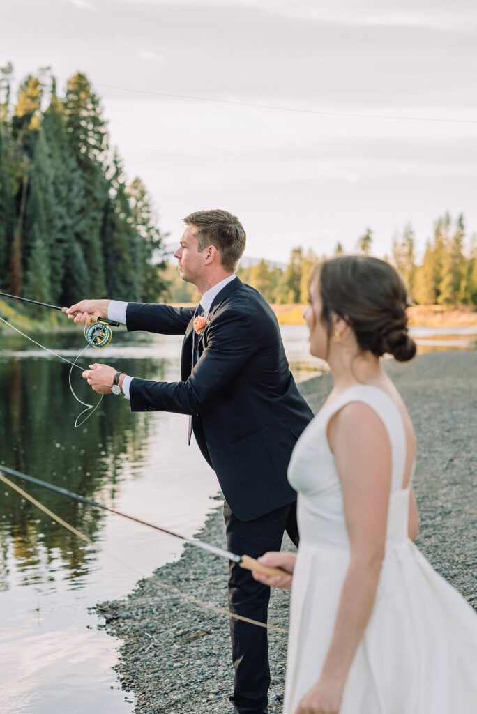 Adventure elopements in Jackson Hole Western-themed elopement in Wyoming Fishing and horseback riding elopement in Jackson Hole Couples outdoor adventure elopement in Jackson Hole