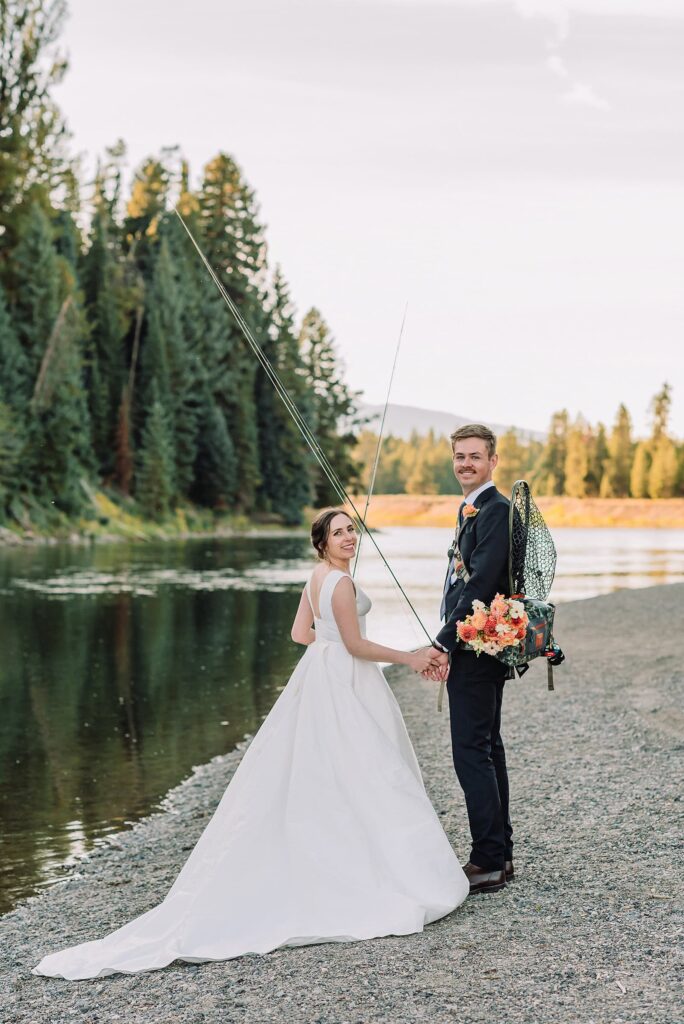 Adventure elopements in Jackson Hole Western-themed elopement in Wyoming Fishing and horseback riding elopement in Jackson Hole Couples outdoor adventure elopement in Jackson Hole