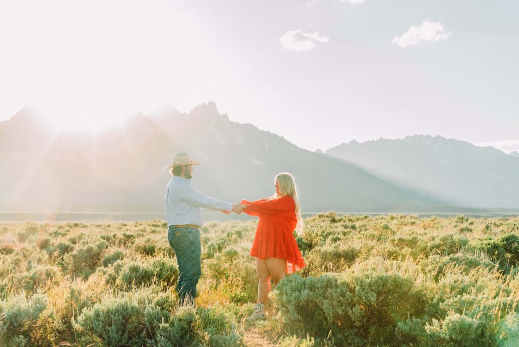 grand teton engagement photos anniversary photos jackson hole photographer poses for couples