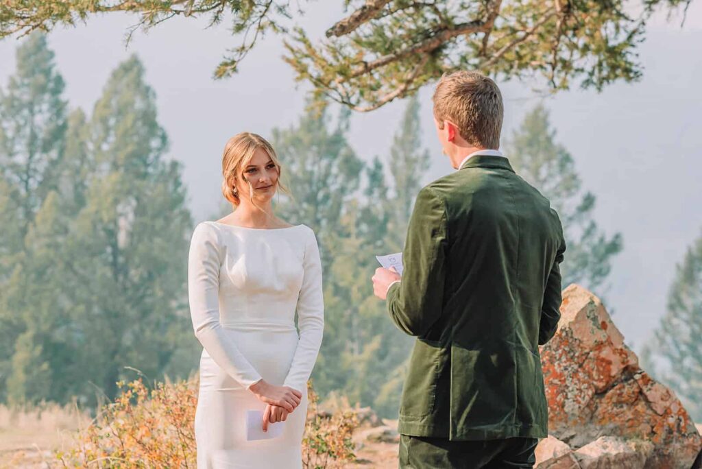 eloping in jackson hole wyoming wyoming elopement photographer micro wedding jackson hole jackson hole wedding photographers elopement jackson hole wyoming small wedding jackson hole the wedding tree in bridger teton national forest morning wedding fall wedding Autumn wedding in Jackson Hole