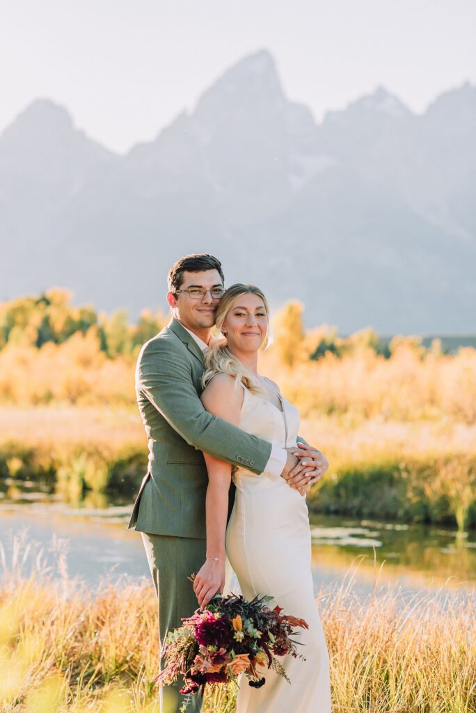 bride and groom elope in grand teton national park in jackson wyoming